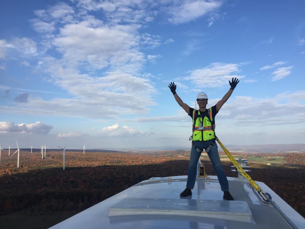 Byron Howard atop Wind Turbine