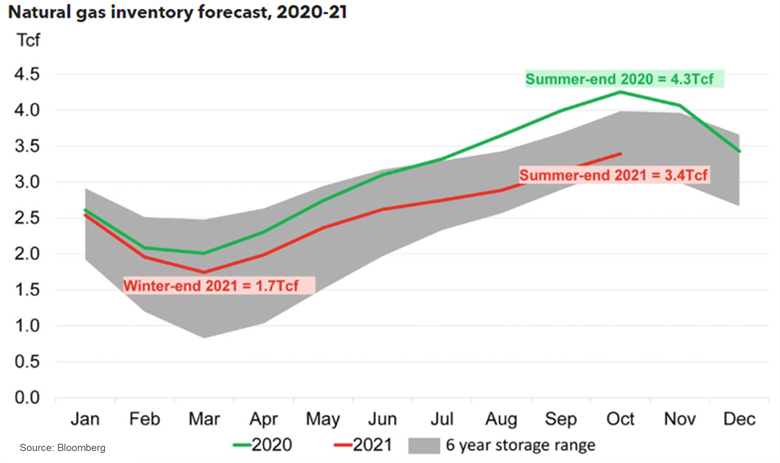 Natural gas inventory forecase, 2020-20201
